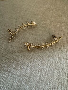 Gold Leaf Crystal Ear Climbers